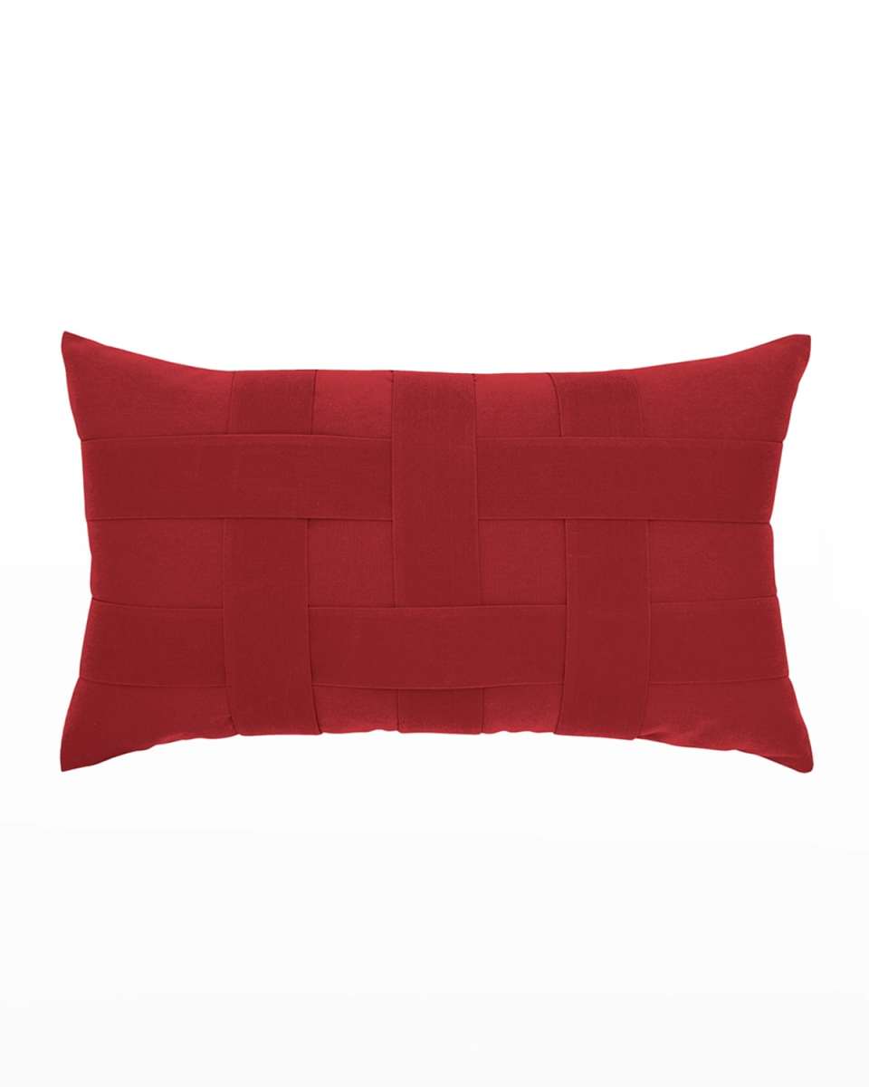 Basketweave Lumbar Sunbrella Pillow, Red